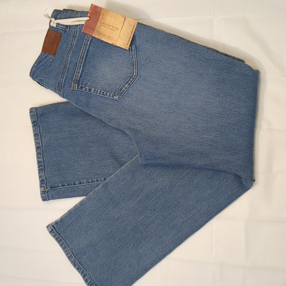 NWT Lands' End High Rise Bootleg Light Wash Stretch Denim Jean Sz 12